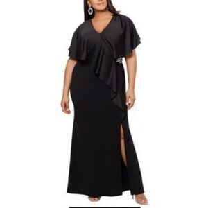 XSCAPE Womens Ruffled Embellished Maxi Dress SIZE 18W